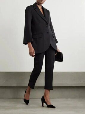 Chloe Atelie Jolie Wool Gabardine Blazer Suit Set Black 34 2